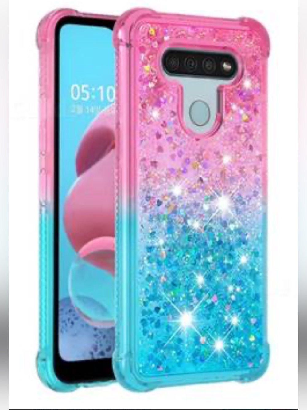 Galaxy Wireless Liquid Glit.. for LG K51 Case - Teal/Pink